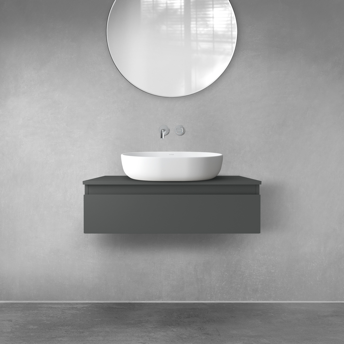 Oltens Vernal szafka 80 cm podumywalkowa wisząca z blatem grafit mat 68101400 - Wysyłka w 24h