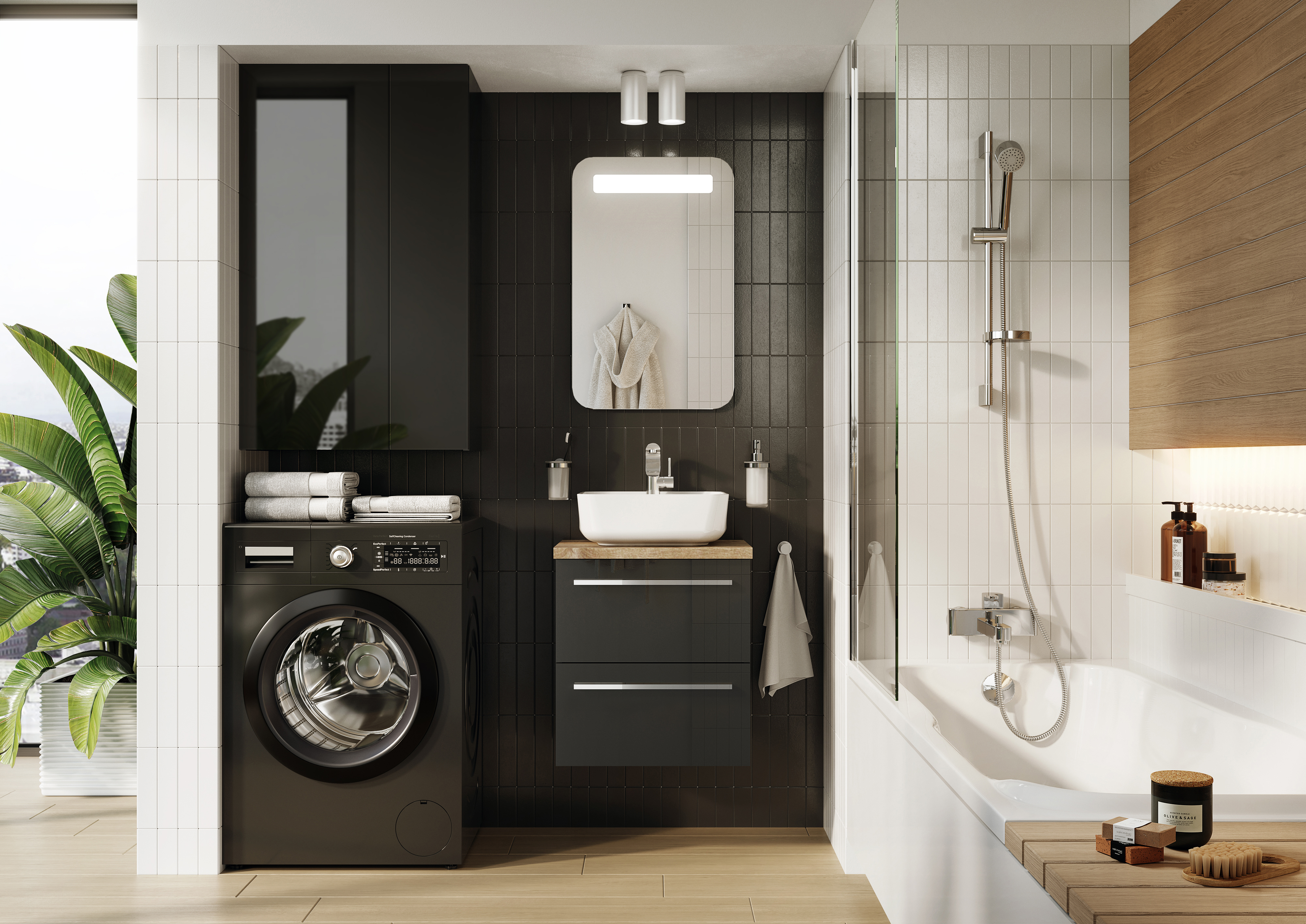 Elita For All szafka 60x31,6x100 cm boczna wisząca czarny połysk RE140600063510