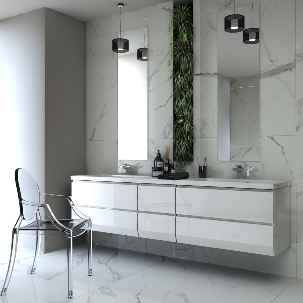 Oristo Brylant szafka 84,5x48,5x50 cm podumywalkowa wisząca biała OR36-SD2S-85-1 - Wysyłka w 24h