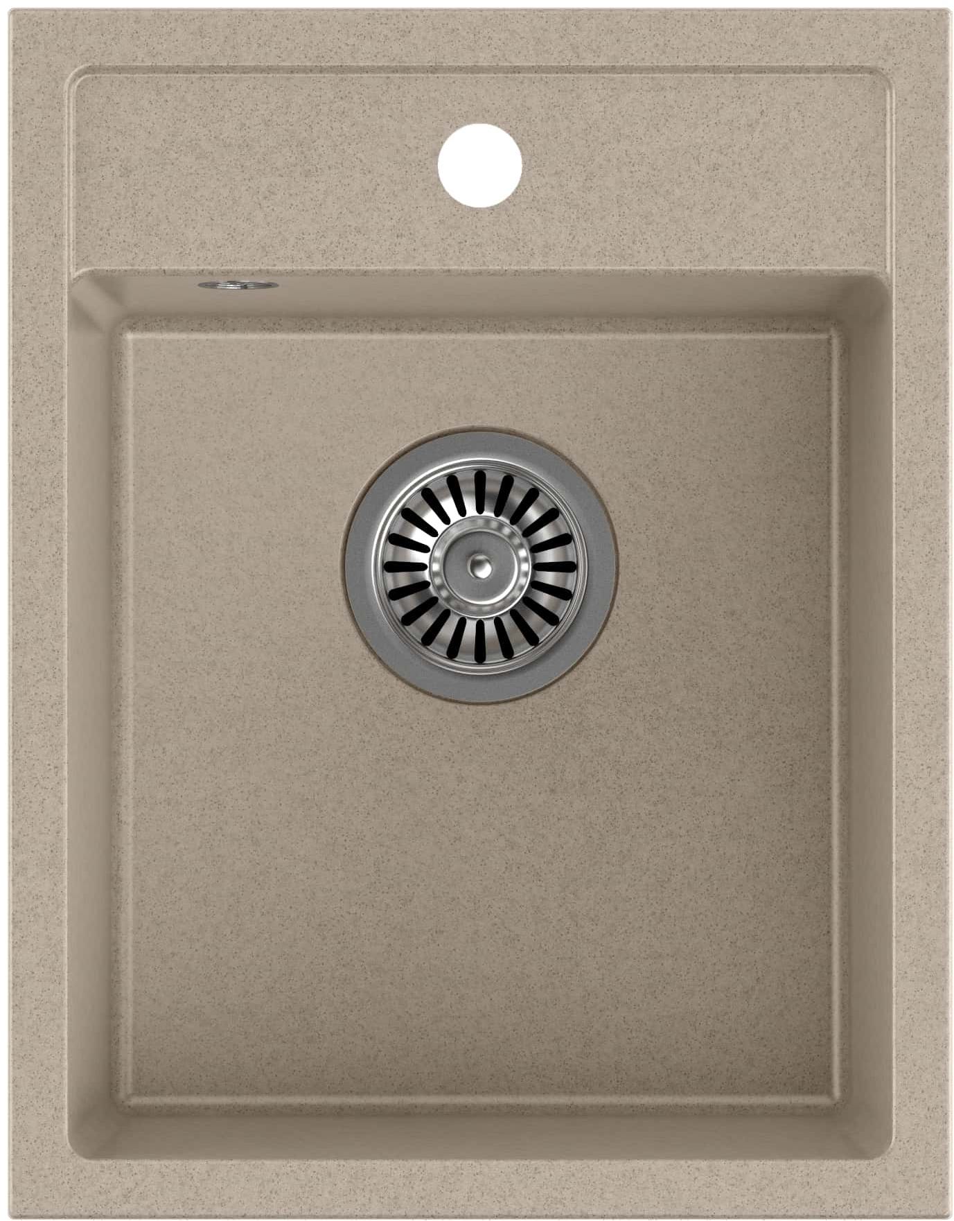 Quadron Johnny 90 zlewozmywak 50x39 cm GraniteQ wpuszczany river sand/elementy stalowe HCQJ3950BEZK