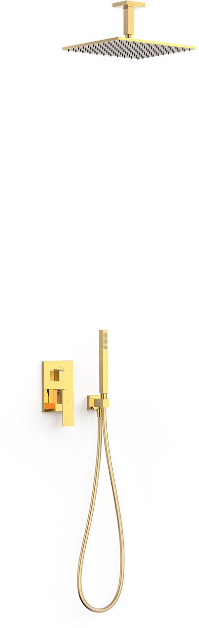 Tres Cuadro zestaw prysznicowy podtynkowy z deszczownicą 24-K złoto 00628003OR