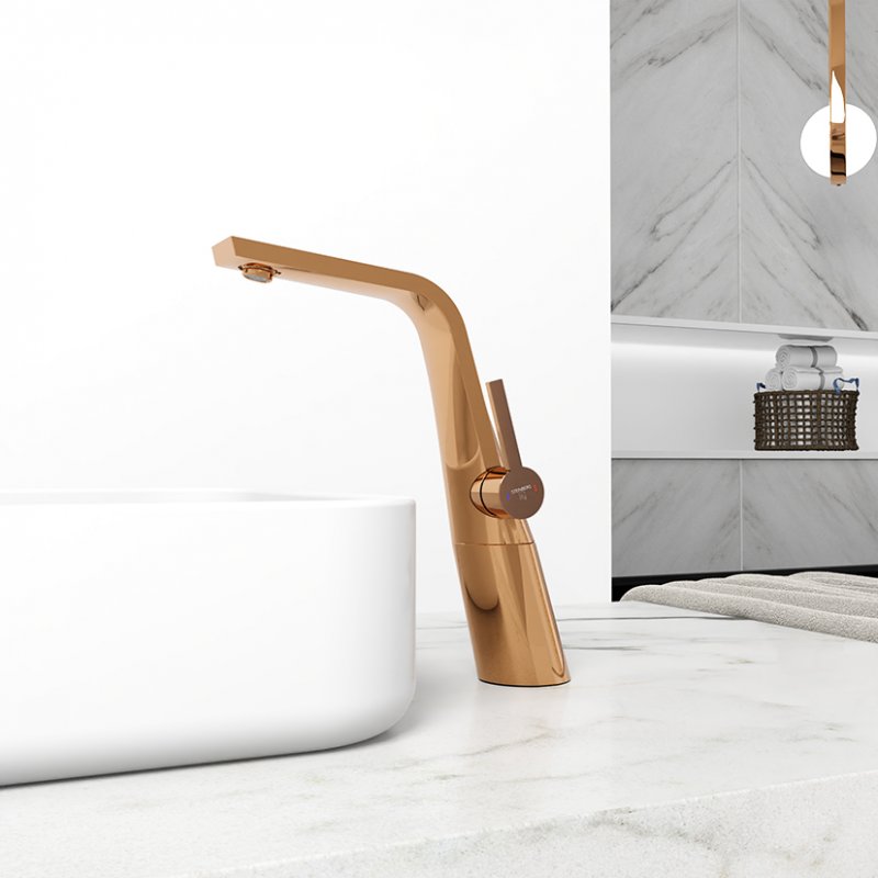 Steinberg 260 bateria umywalkowa stojąca wysoka różowe złoto 26017001RG