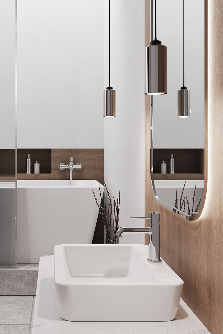 Laveo Pola bateria umywalkowa stojąca różowe złoto BAP822D