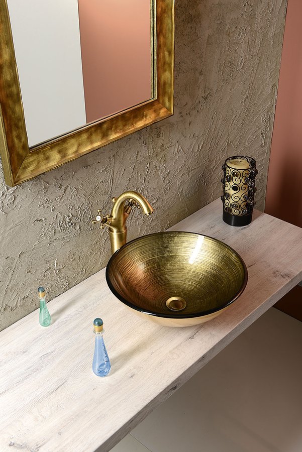 Sapho Beauty Fianna umywalka 42 cm nablatowa okrągła brąz metaliczny 2501-21 - Wysyłka w 24h