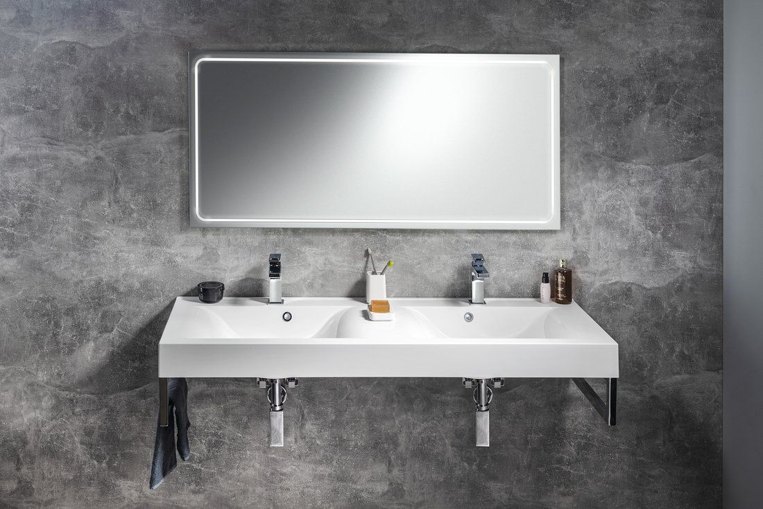 Sapho Gemini lustro 130x60 cm prostokątne z oświetleniem LED GM130