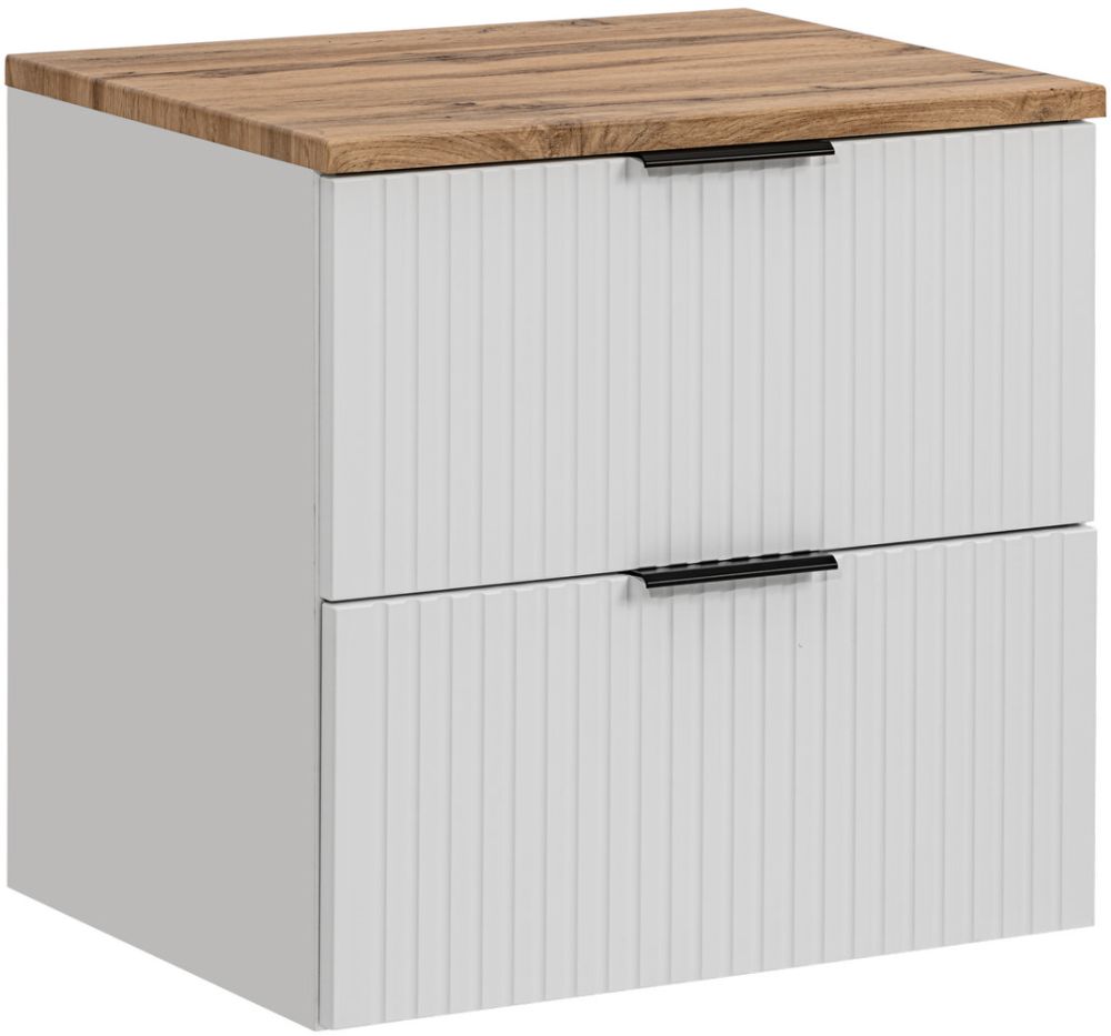 Zestaw Comad Adel White szafka 60 cm podumywalkowa wisząca z blatem biały/dąb SET -ADW B 60 CM - Wysyłka w 24h