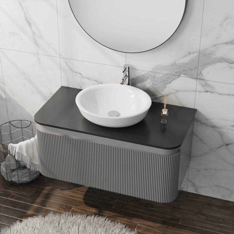 LaVita Vermont szafka z blatem 100x52x42 cm podumywalkowa wisząca szara/stone black