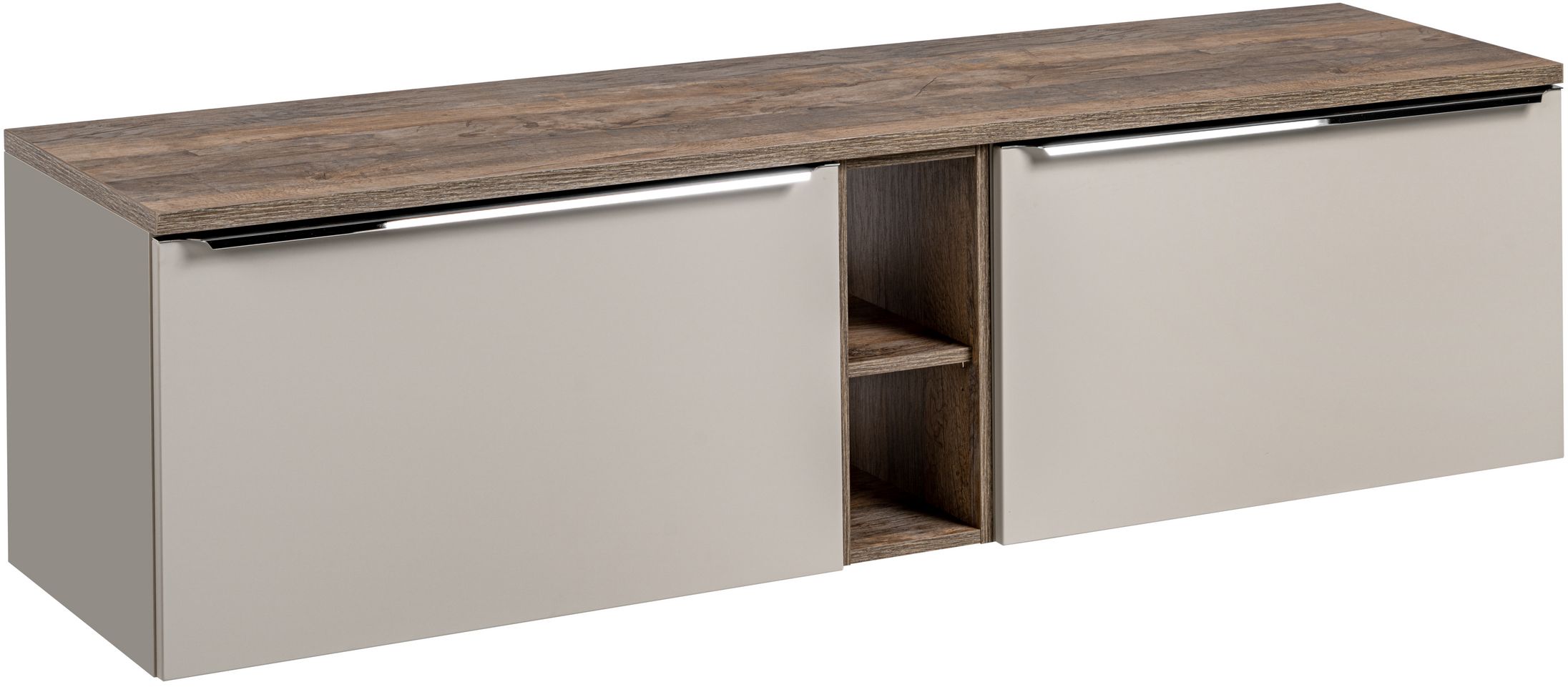 Zestaw Comad Santa Fe Taupe szafka 80x45,6x46 cm podumywalkowa wisząca z blatem i regałem beżowa SET-SFT B 180CM SANTA FE OAK 81-01