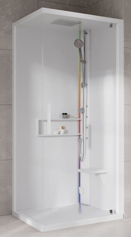 Novellini Glax 2 2.0 G+F kabina z hydromasażem 80 cm kwadratowa prawa parowa z brodzikiem total biała G22GF80DM5-1UU