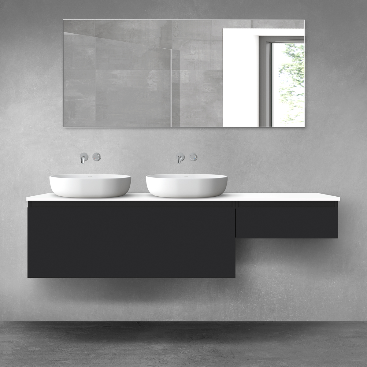 Oltens Vernal zestaw mebli łazienkowych 180 cm z blatem czarny mat/biały połysk 68611300 - Wysyłka w 24h