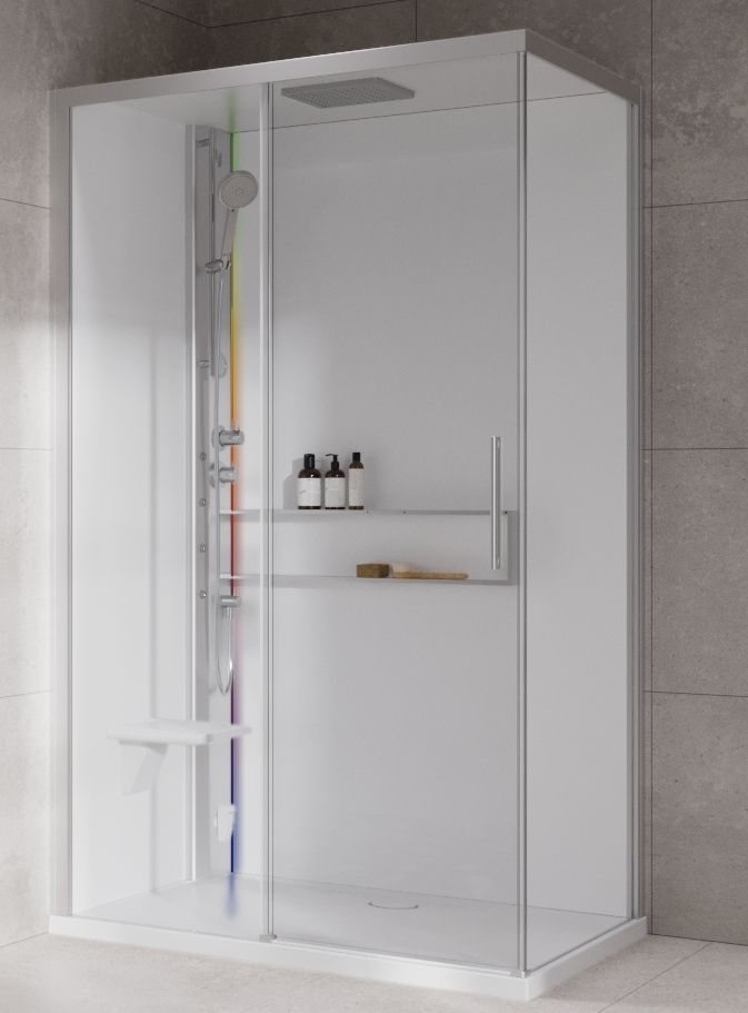 Novellini Glax 2 2.0 2P kabina z hydromasażem 120x80 cm parowa z brodzikiem lewa srebrna G222P120ST5-1BB