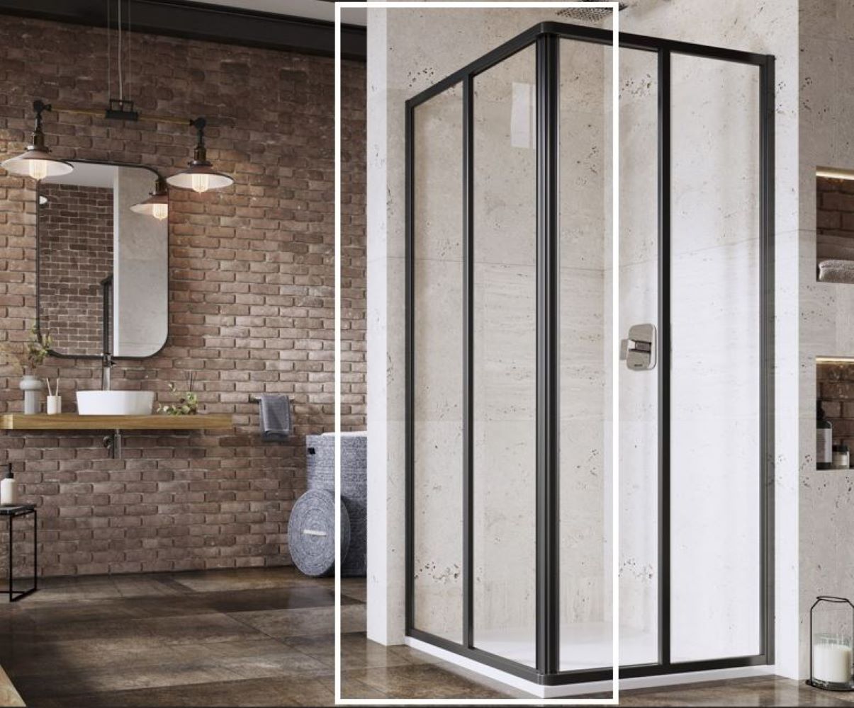 Ravak Supernova SRV2-75 S drzwi prysznicowe 75 cm przesuwne częściowe 1/2 czarny mat/szkło przezroczyste 14V303O2Z1