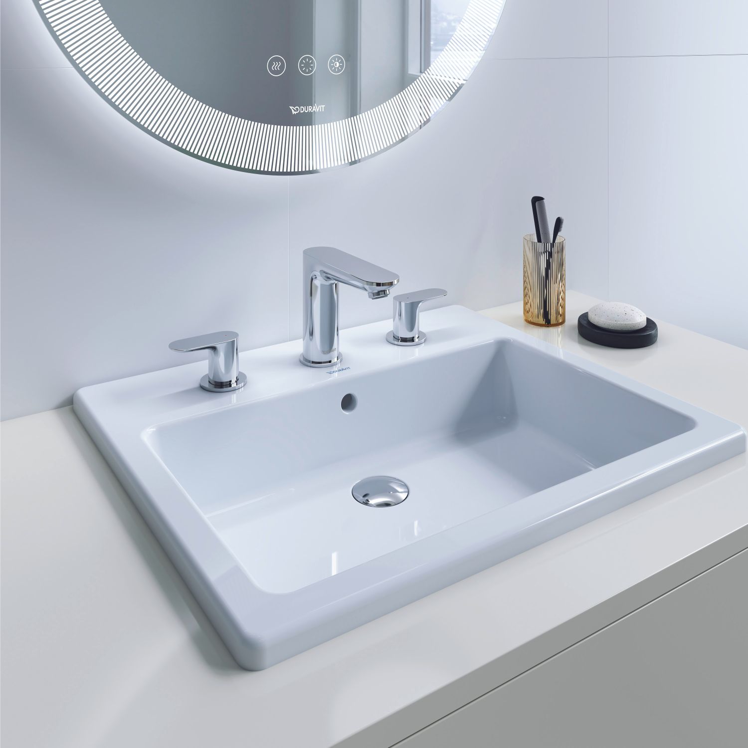 Duravit Wave bateria umywalkowa stojąca 3-otworowa chrom błyszczący WA1060005010