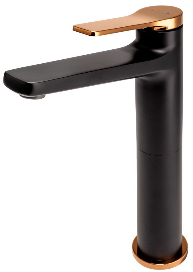 FDesign Seppia bateria umywalkowa stojąca różowe złoto/czarny mat FD1-SPA-2L-25