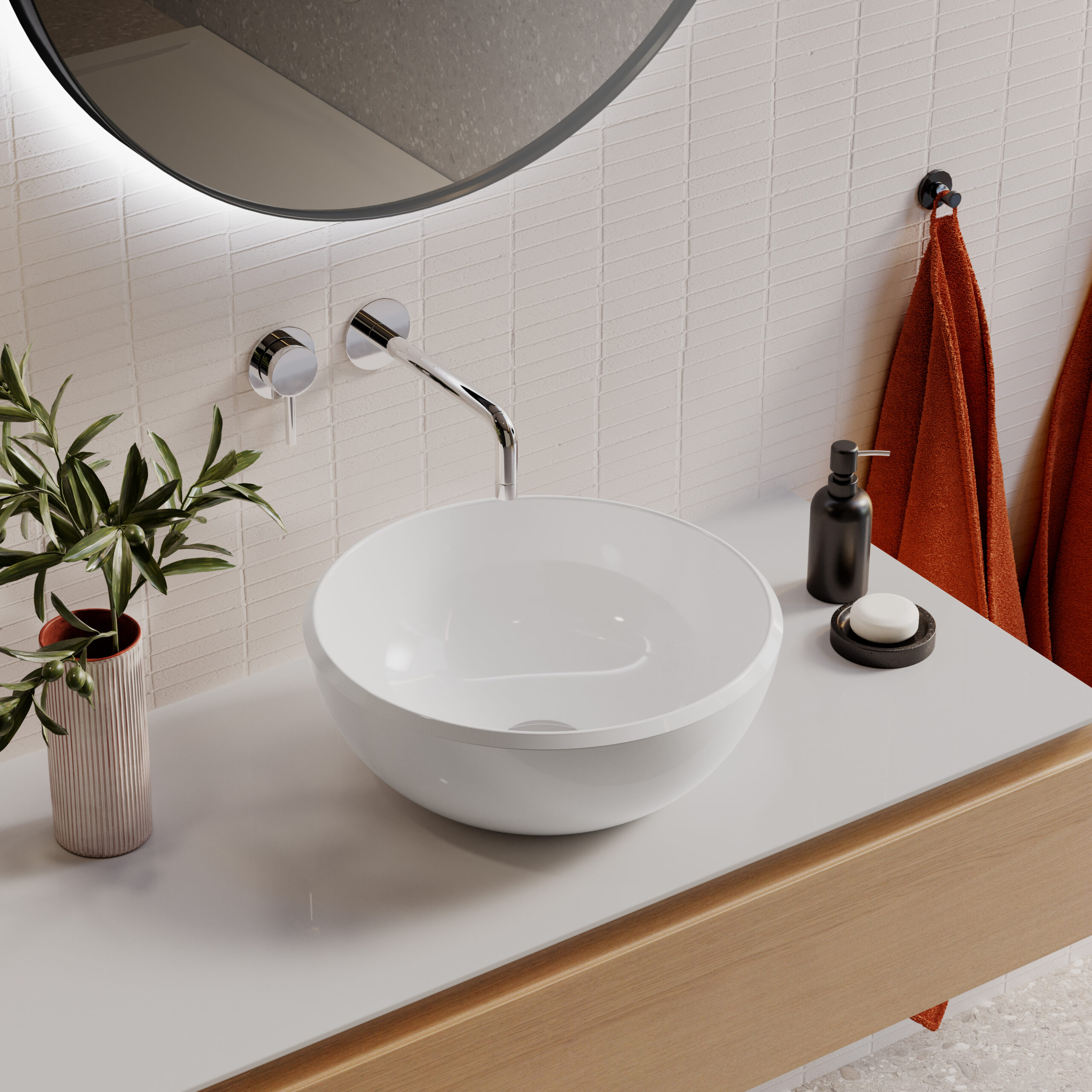 Lavaberg Freya umywalka 38x38 cm okrągła nablatowa biały połysk 663131040003 - Wysyłka w 24h