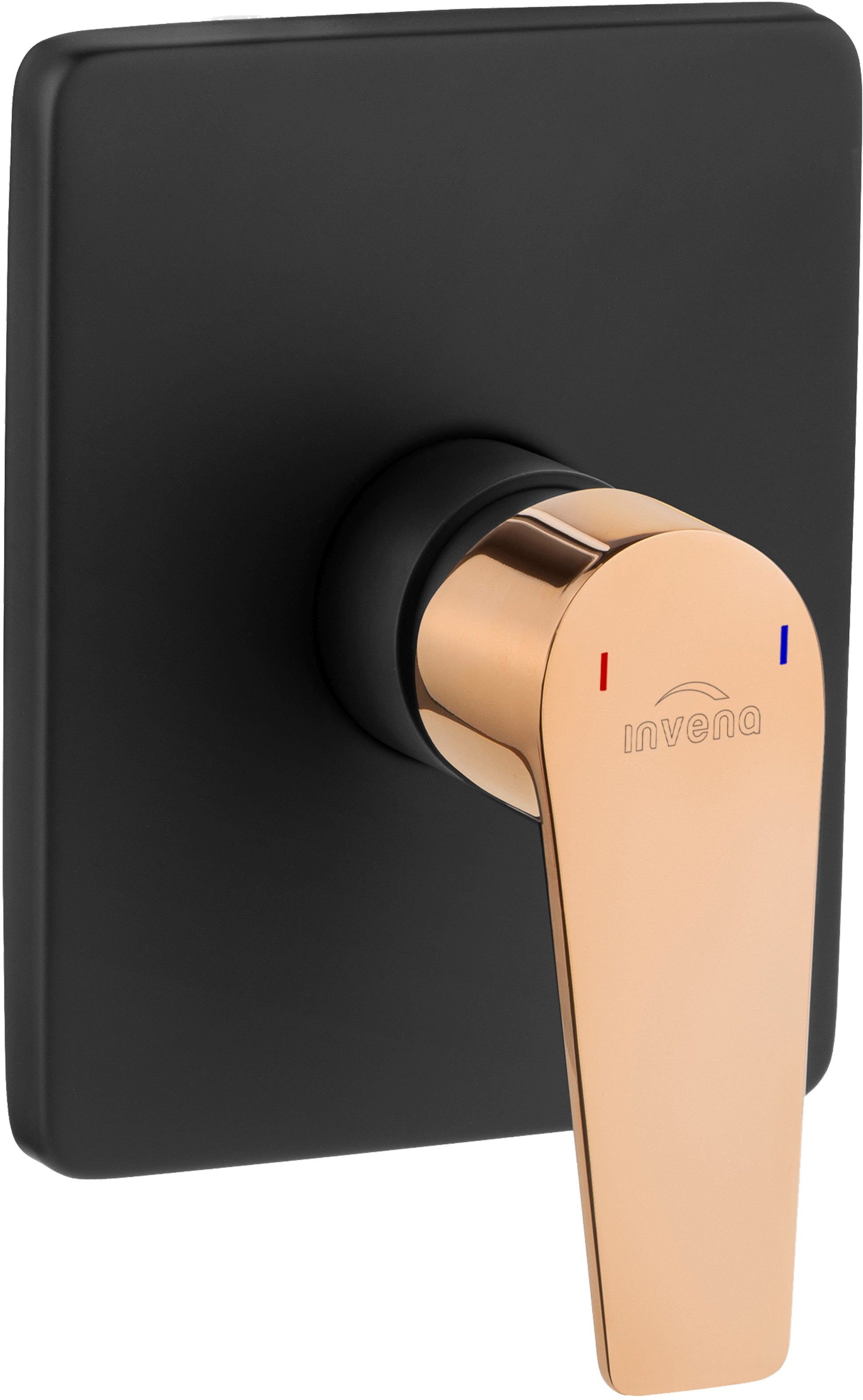 Invena Midnight bateria prysznicowa podtynkowa czarny mat/różowe złoto BP-35-001