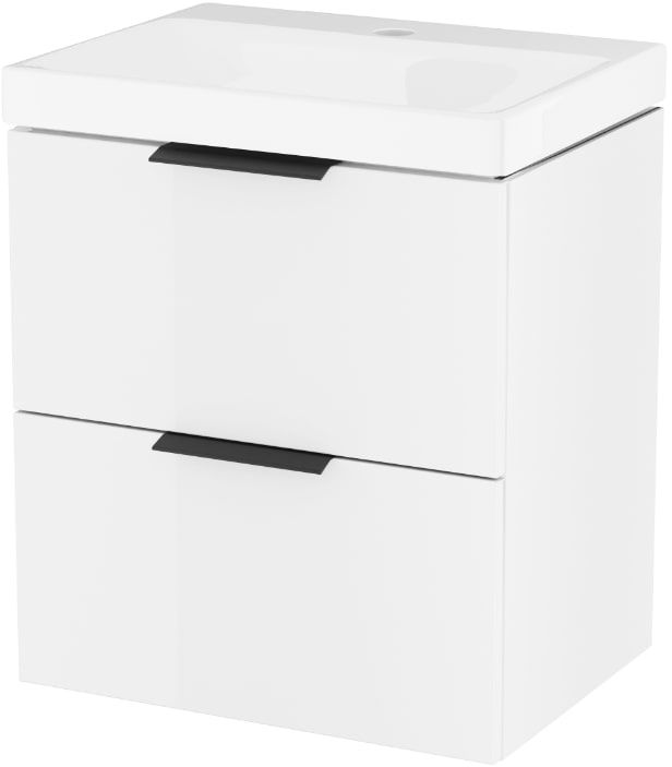 Zestaw Excellent Blanko umywalka z szafką 50 cm i uchwytami meblowymi biały połysk/czarny mat MLEX.6317.KPL.490.WHBL - Wysyłka w 24h