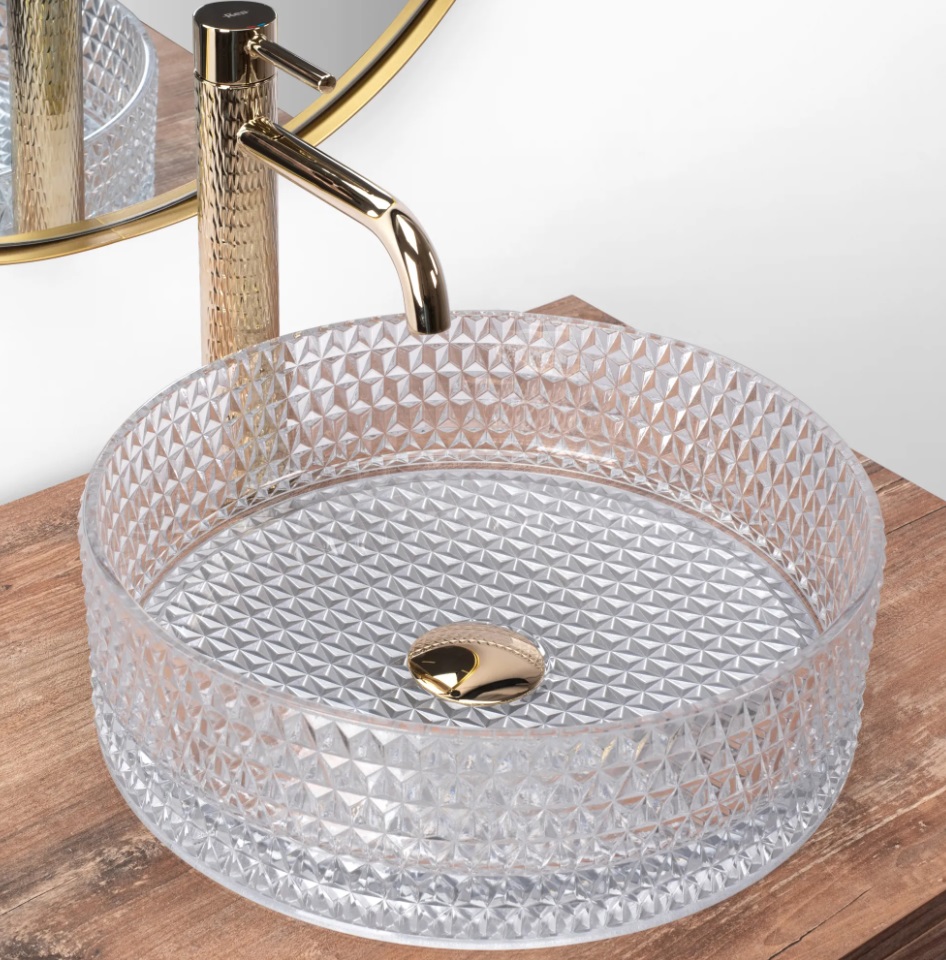 Rea Cristal umywalka 35,5x35,5 cm okrągła nablatowa REA-U9670 - Wysyłka w 24h