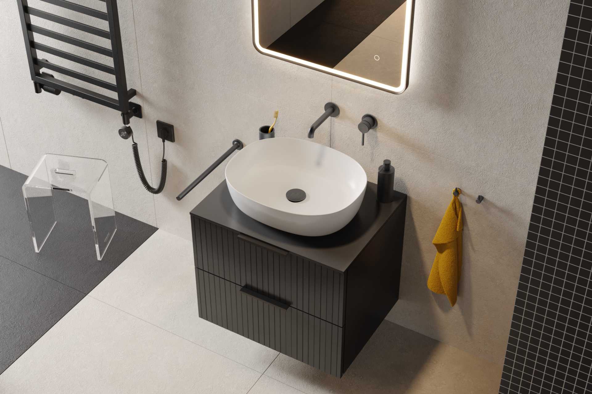 Excellent Delta Pi bateria umywalkowa podtynkowa grafit szczotkowany AREX.1213AB