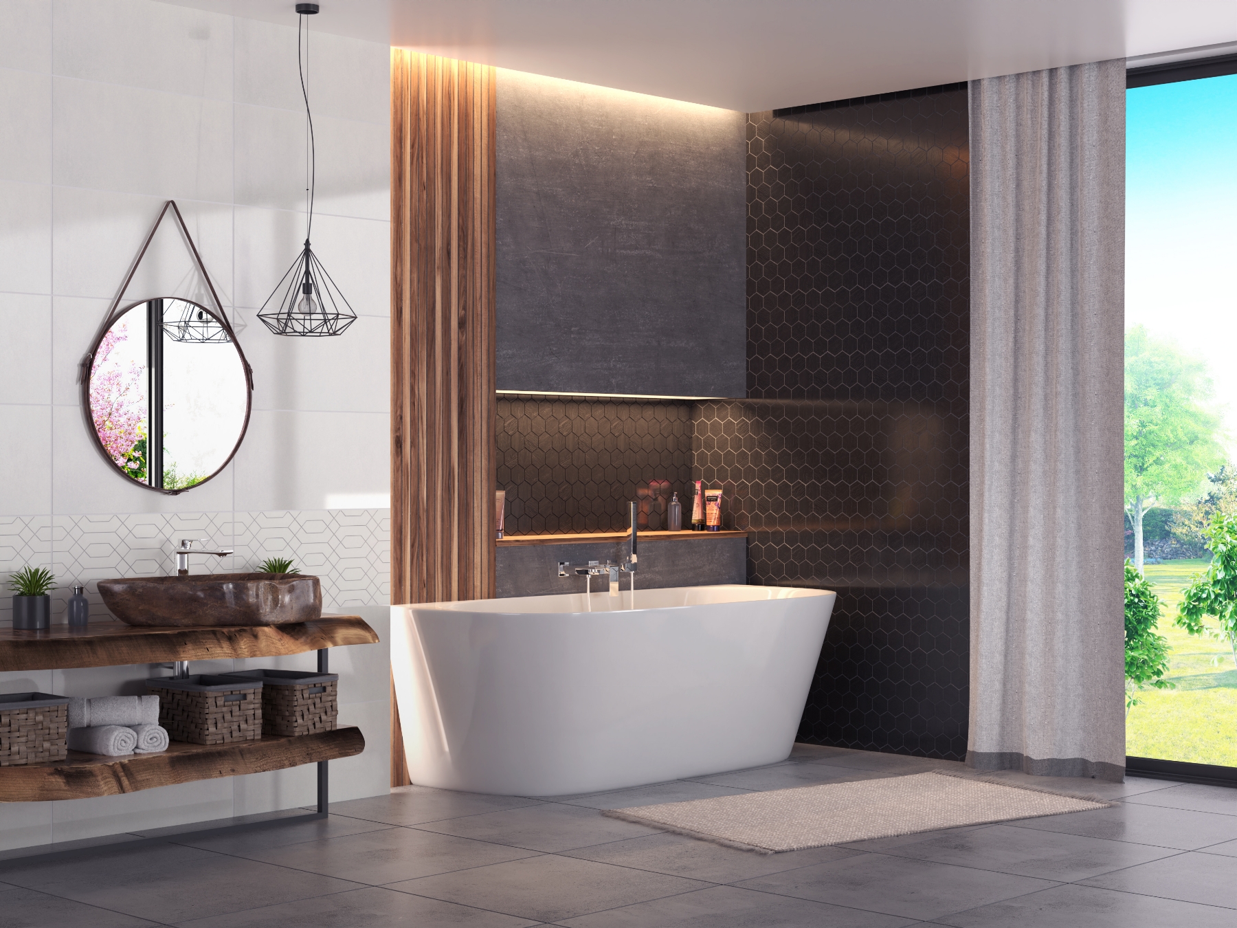 Corsan Mono wanna wolnostojąca 150x75 cm przyścienna biała/szczotkowane złoto E029MBGL