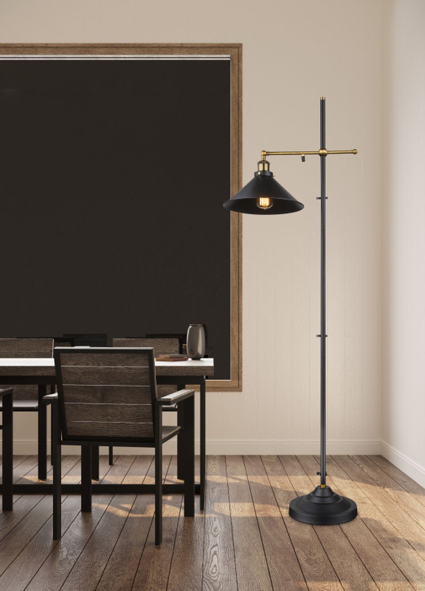 Globo Lighting Lenius lampa stojąca 1x60W czarna/stare złoto 15053S