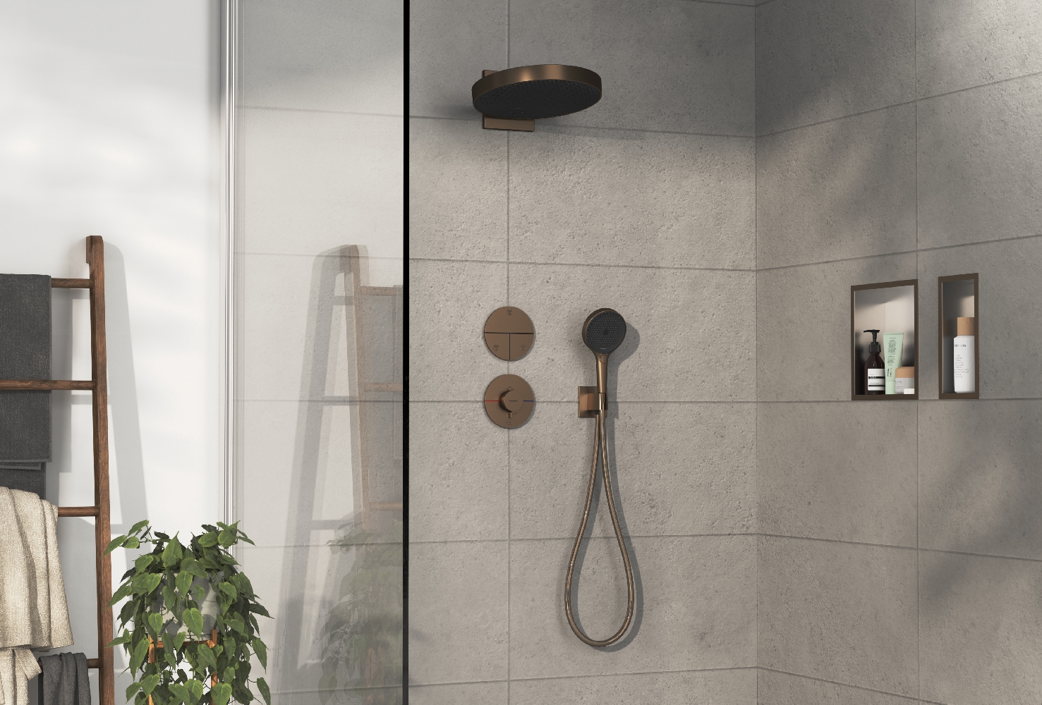 Hansgrohe ShowerSelect Comfort S bateria prysznicowa podtynkowa termostatyczna brąz szczotkowany 15562140