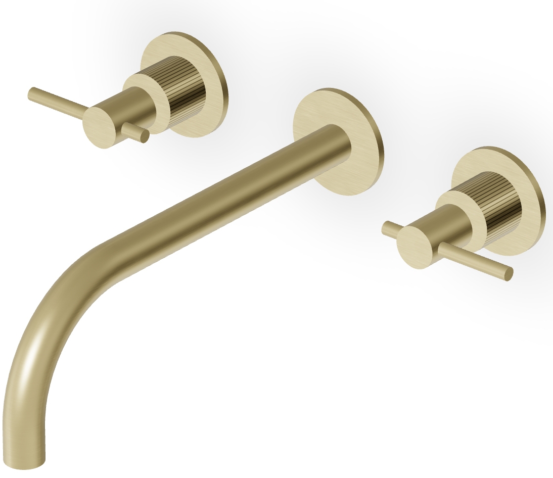 Zucchetti Helm bateria umywalkowa podtynkowa brytyjskie złoto szczotkowane/radełkowanie pionowe ZHL761.XP31G2