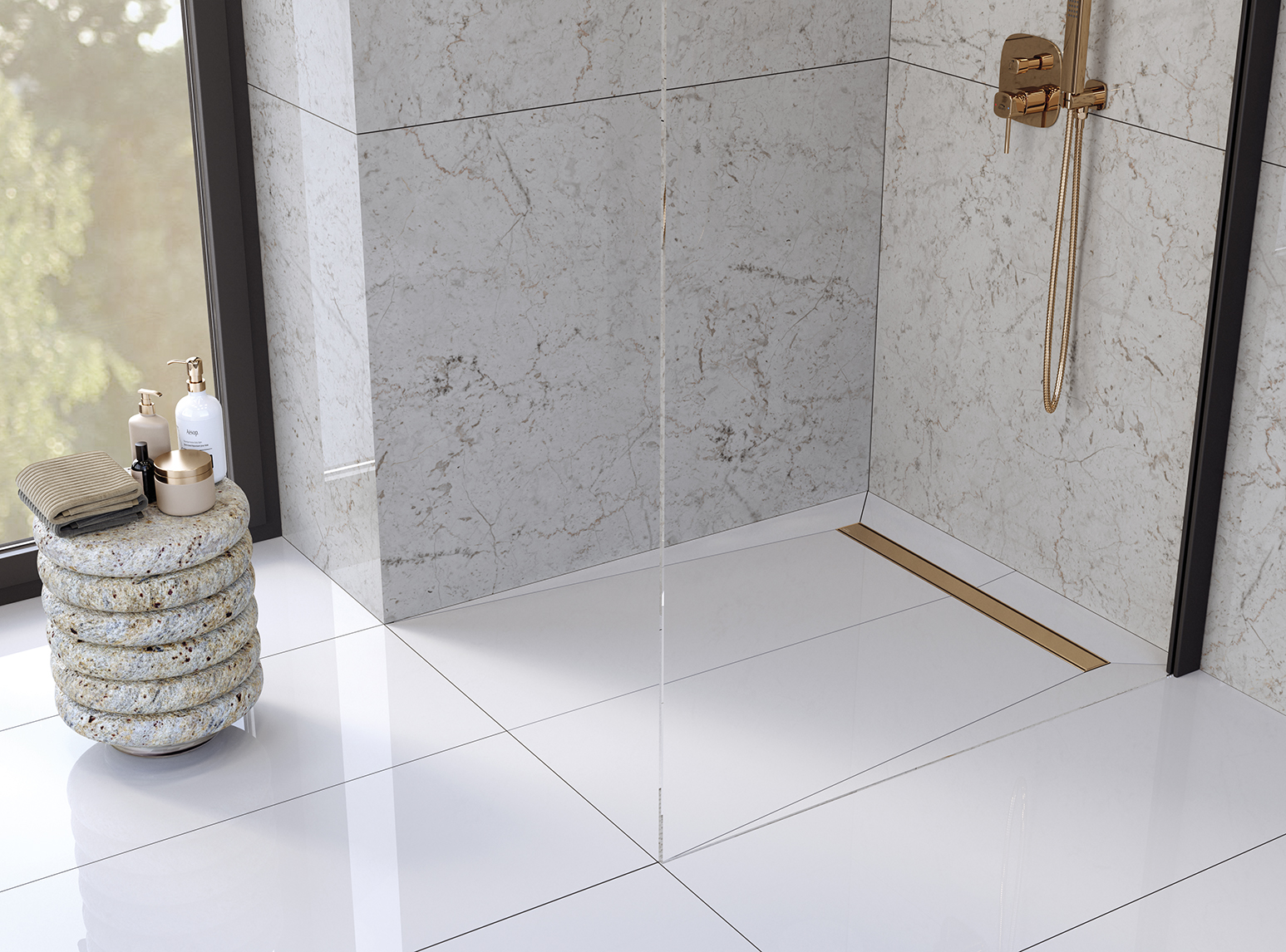 Laveo Basso odpływ liniowy 80 cm ruszt odwracalny różowe złoto COB880D - Wysyłka w 24h