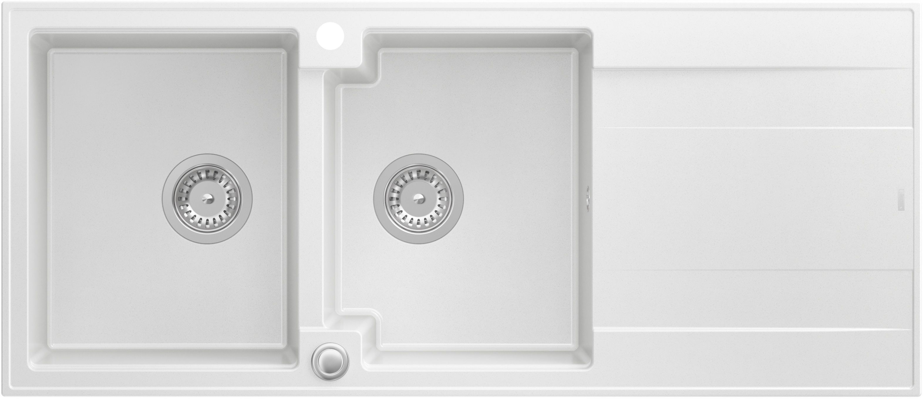 Quadron Evan 121 zlewozmywak 116x50 cm GraniteQ snow white/elementy stalowe HQE11650U1_BS_P2O