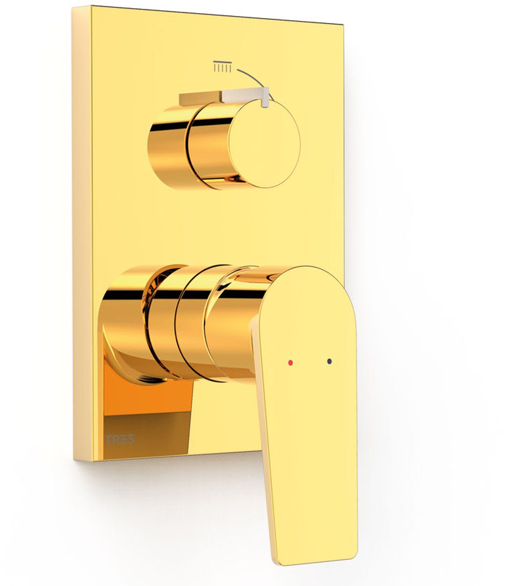 Tres Project bateria wannowo-prysznicowa podtynkowa złoty mat 24-K 21128110OR