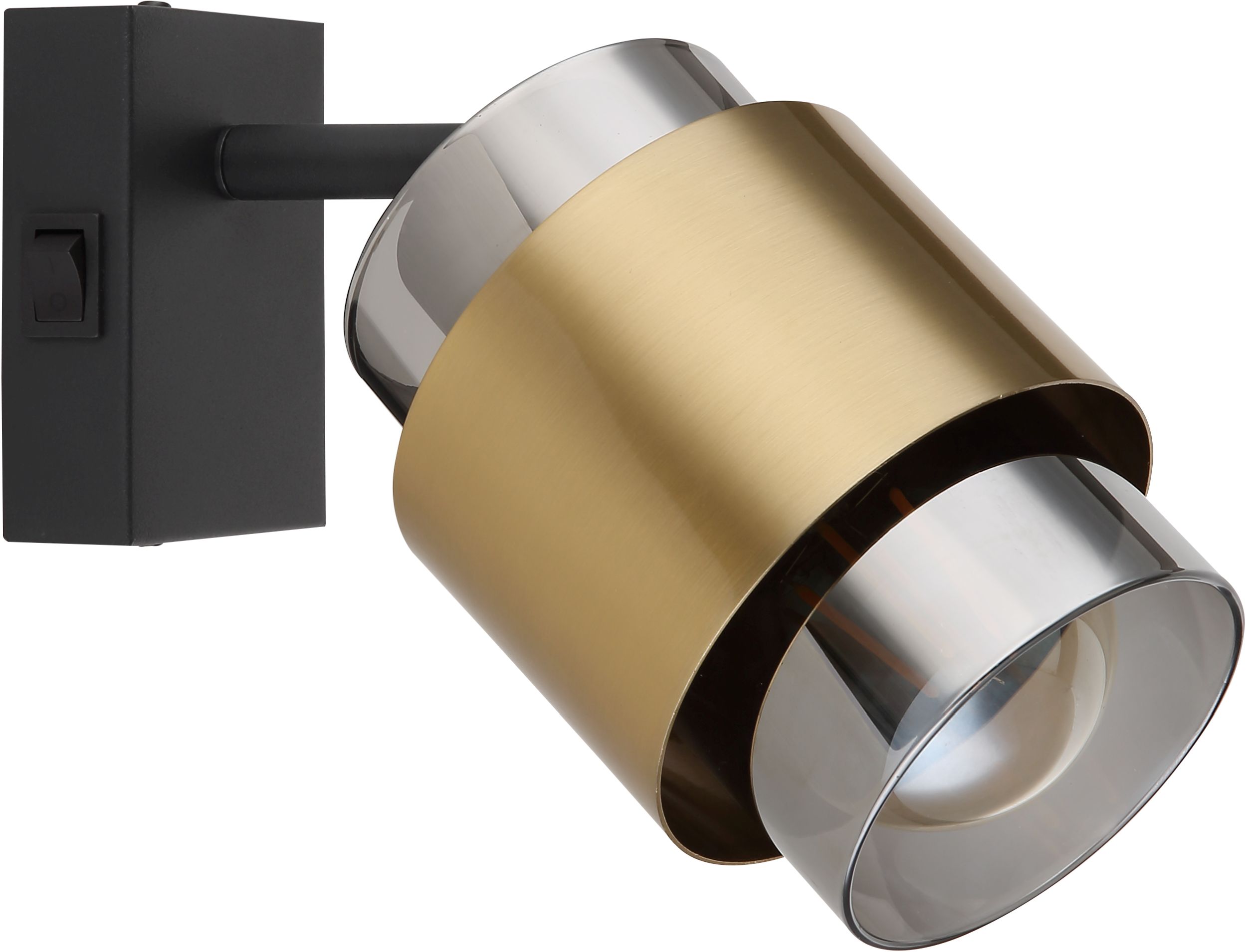 Globo Lighting Milley kinkiet 1x40W czarny mat/mosiądz/szkło przydymione 15560-1