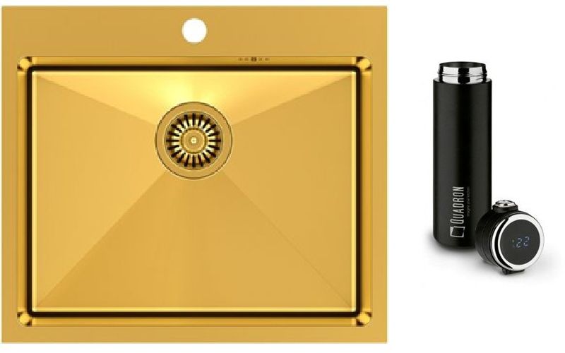 Zestaw Quadron Russel zlewozmywak złoty z kubkiem termicznym 420 ml (HB7910PVDBSG1, M0051) - Wysyłka w 24h