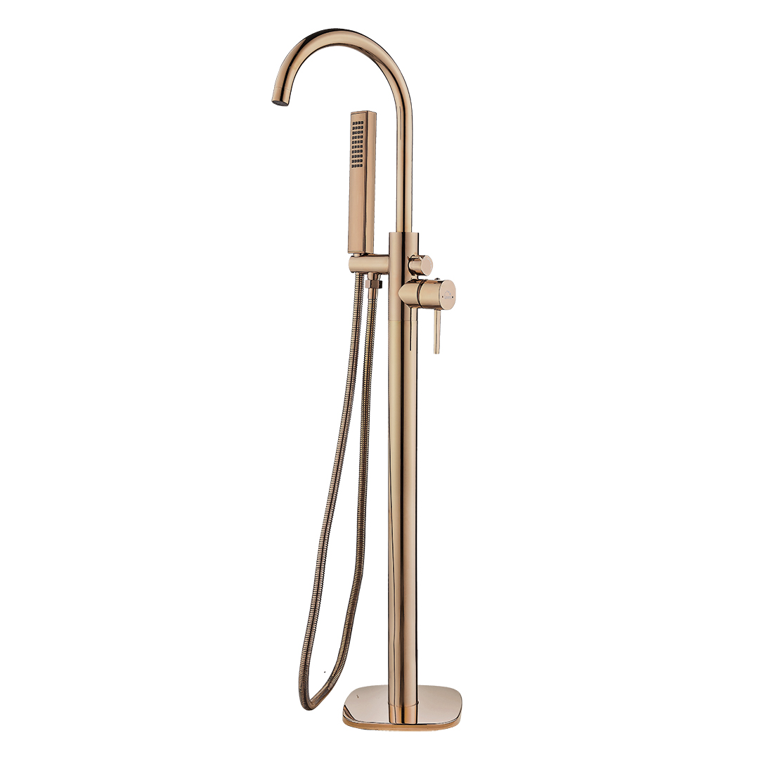 Laveo Pola bateria wannowo-prysznicowa wolnostojąca różowe złoto BAP811S