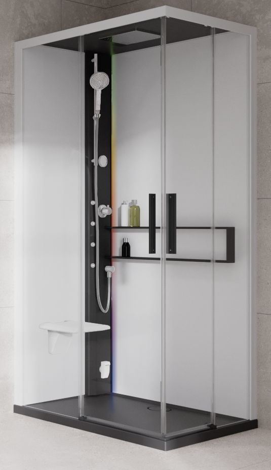 Novellini Glax 2 2.0 A kabina z hydromasażem 90x70 cm lewa parowa z brodzikiem czarna G22A9079SM5-1HU