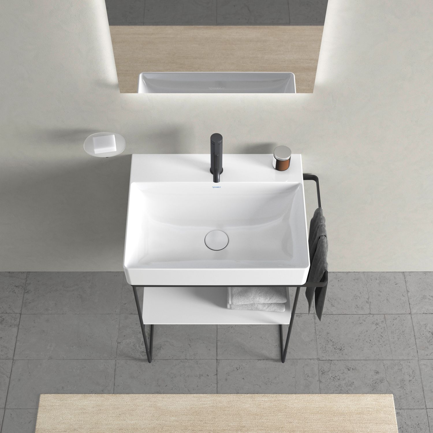 Duravit DuraSquare nogi do umywalki z relingiem czarny mat 0031014600