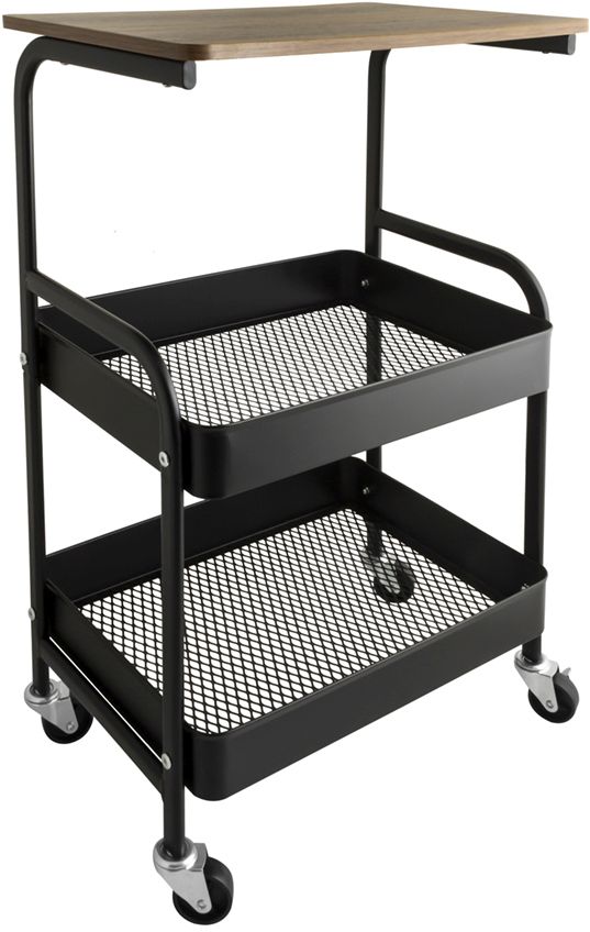 AWD Interior regał łazienkowy stojący z kółkami drewno/czarny AWD02041823