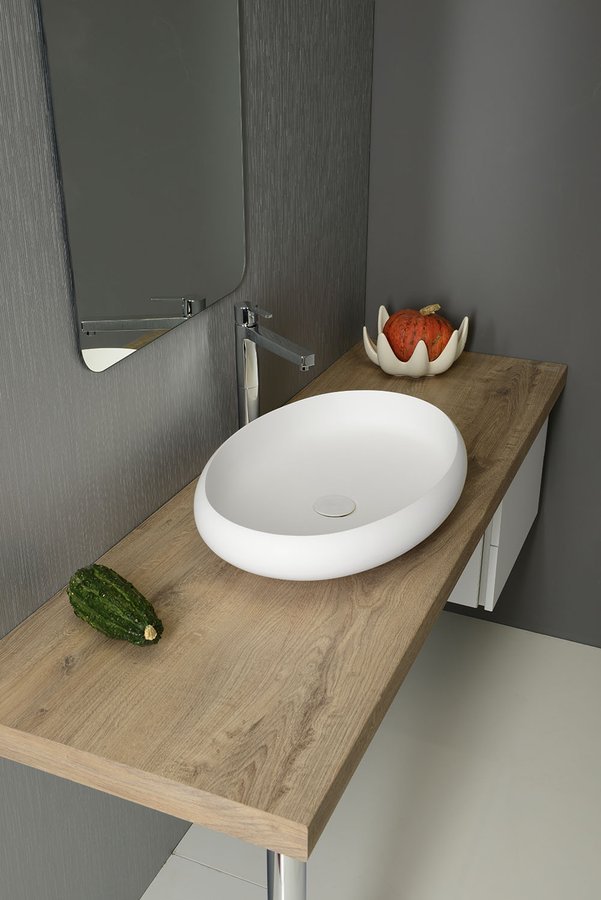 Sapho Thin umywalka 60x40 cm nablatowa owalna biały mat WN213