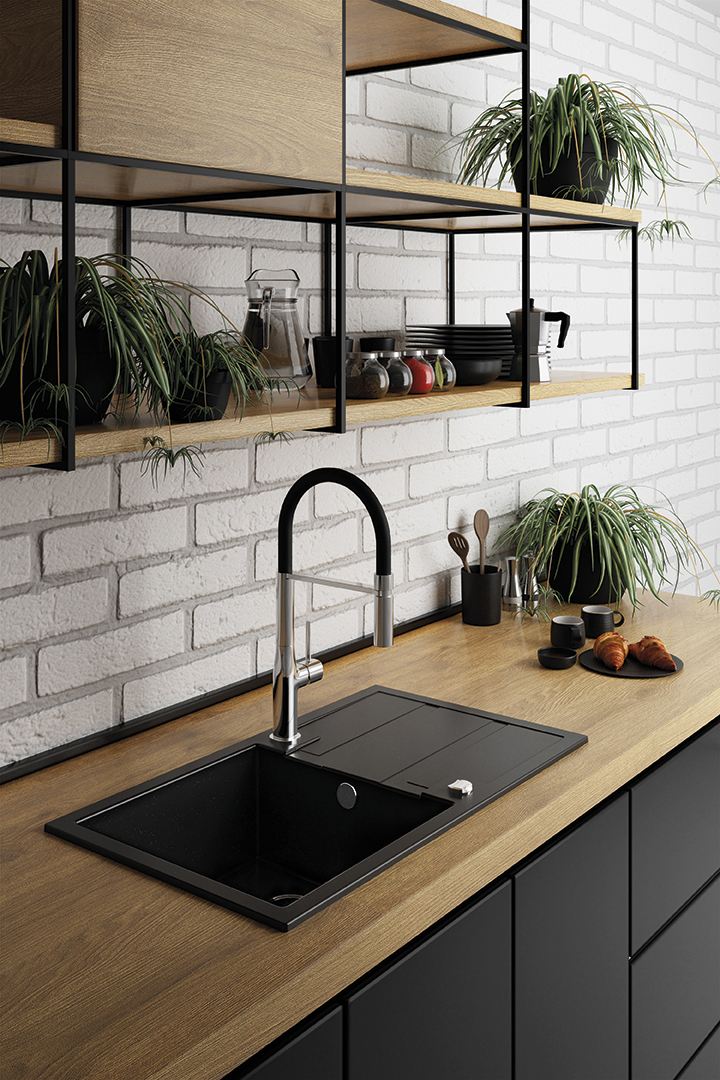 Laveo Barbados zlewozmywak granitowy 76x44 cm czarny SBB711T - Wysyłka w 24h