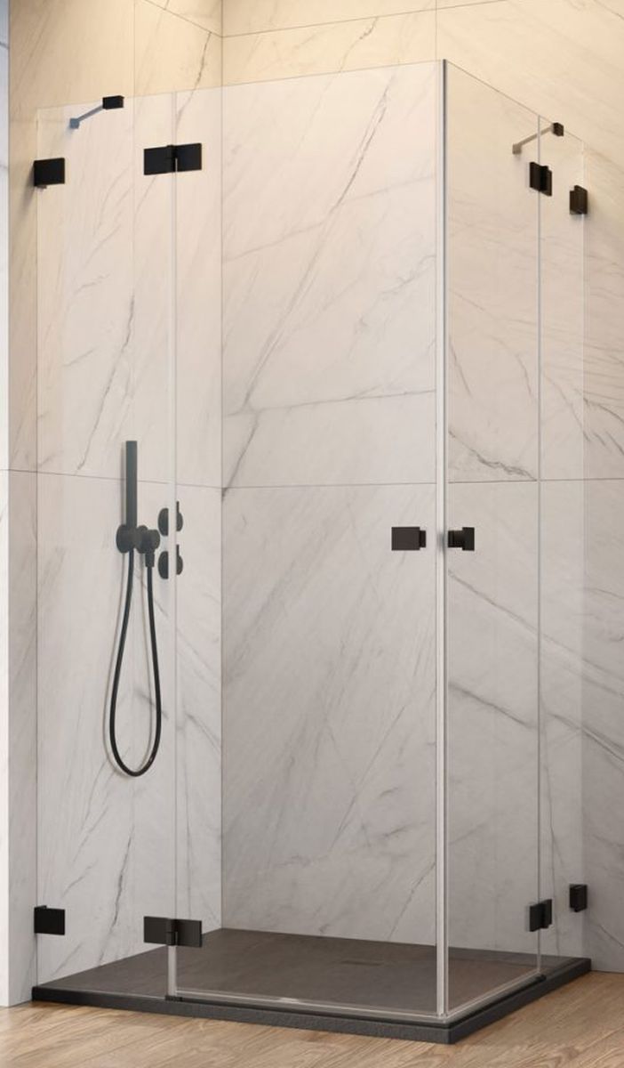 Radaway Essenza Pro Black KDD kabina prysznicowa część lewa 100x100 cm kwadratowa czarny mat/szkło przezroczyste 10096100-54-01L