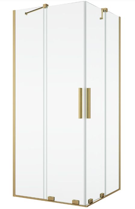 SanSwiss Amalia drzwi prysznicowe 80 cm uchylne złoty szczotkowany/szkło przezroczyste D35SE2L0801307