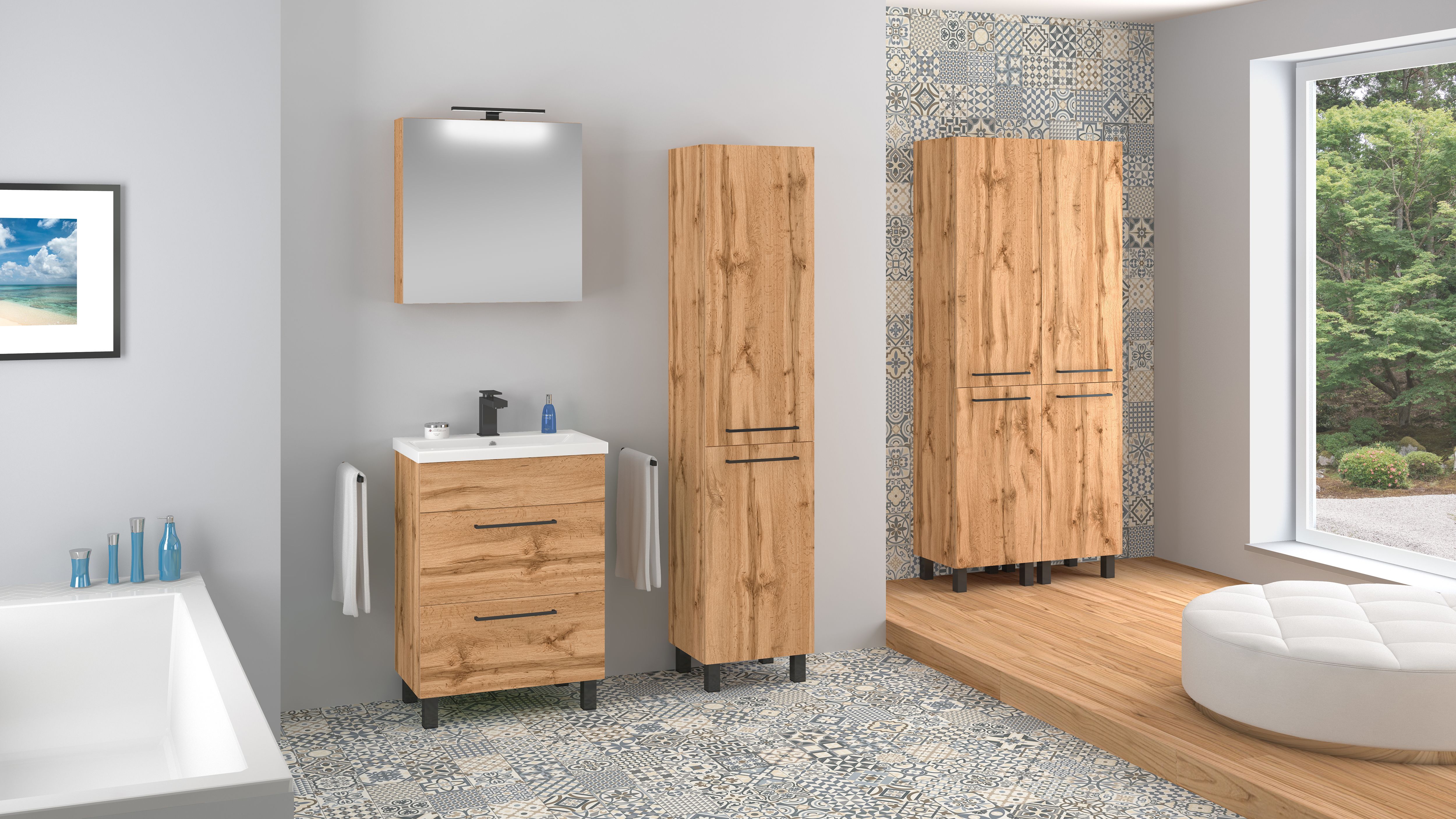 Astor Sol Wotan szafka 41x20x181 cm boczna stojąca dąb AF-BUS-240-0N