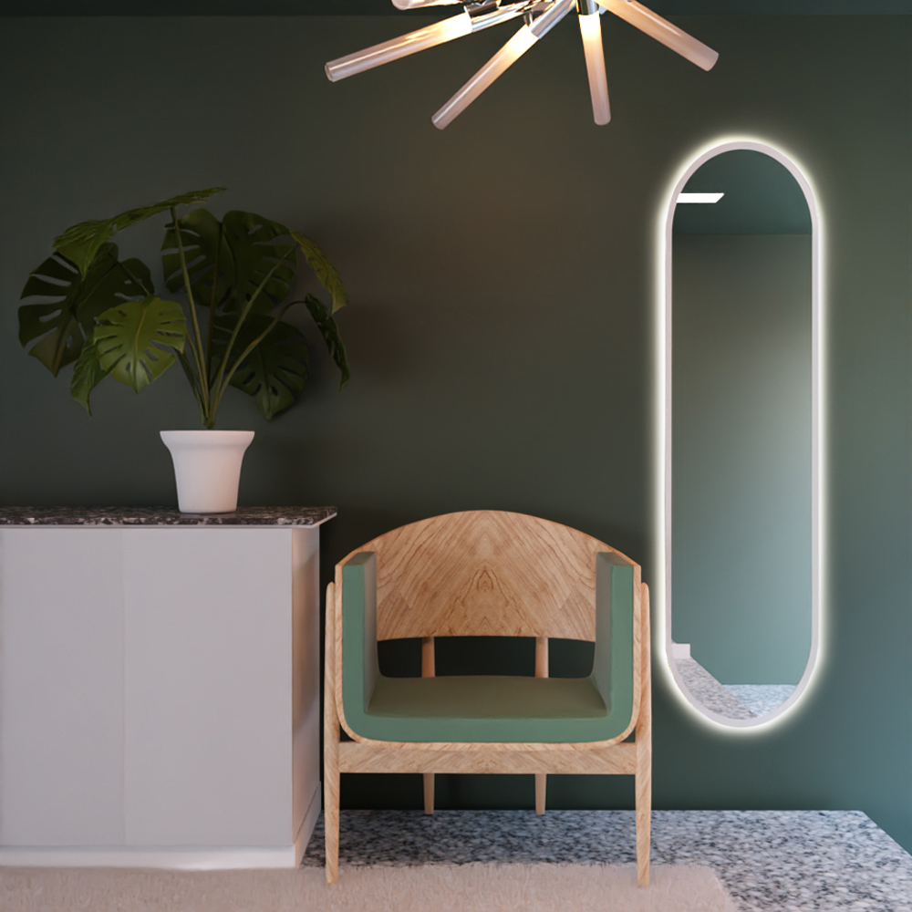 Baltica Design Tiny Border Pastille Bright lustro 60x140 cm owalne białe barwa neutralna