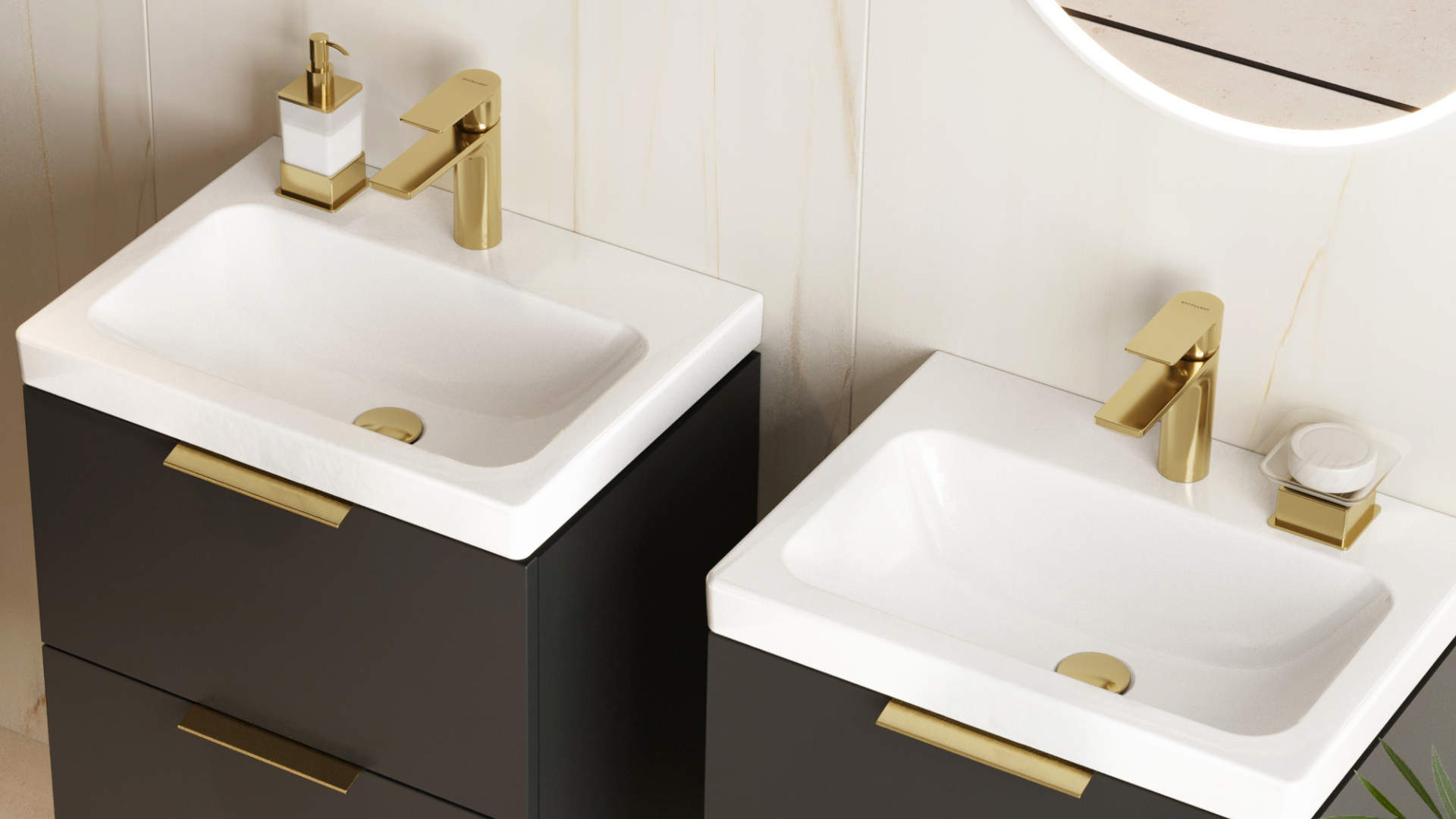 Excellent Glad bateria umywalkowa stojąca złoto szczotkowane ARNL.1101GL