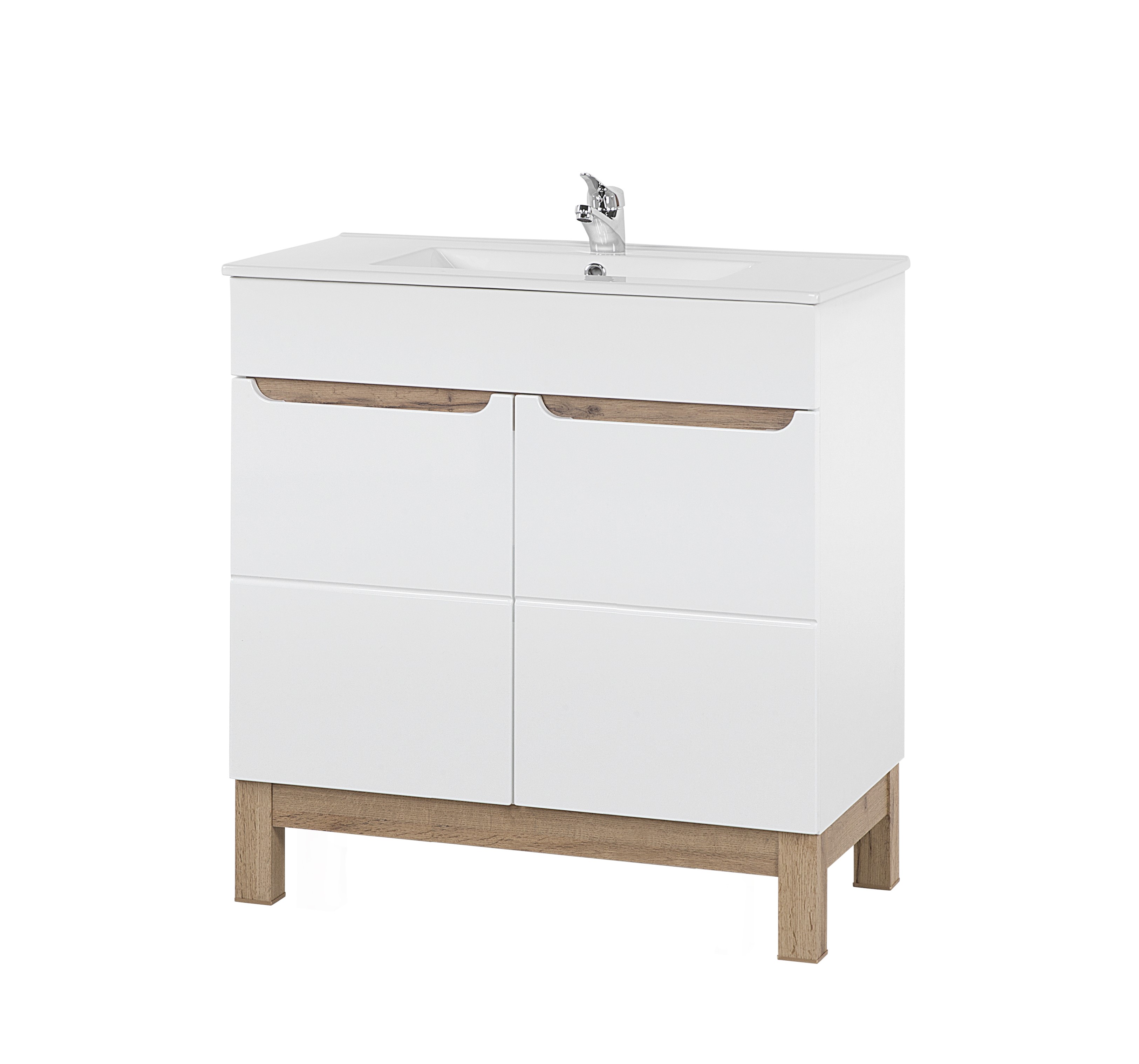 Comad Bali White szafka 80x45x84 cm podumywalkowa stojąca biała-dąb BALIWHITE821-80CMFSC