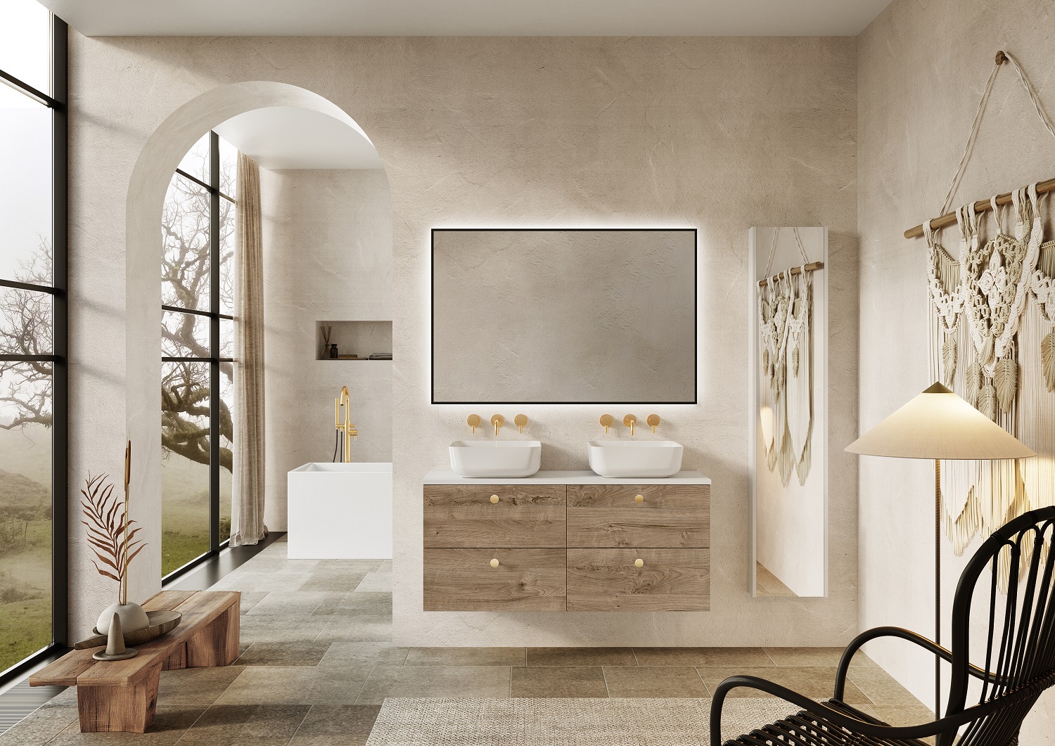 Elita Sharon lustro 120x80 cm prostokątne z oświetleniem black matt RE061203010560