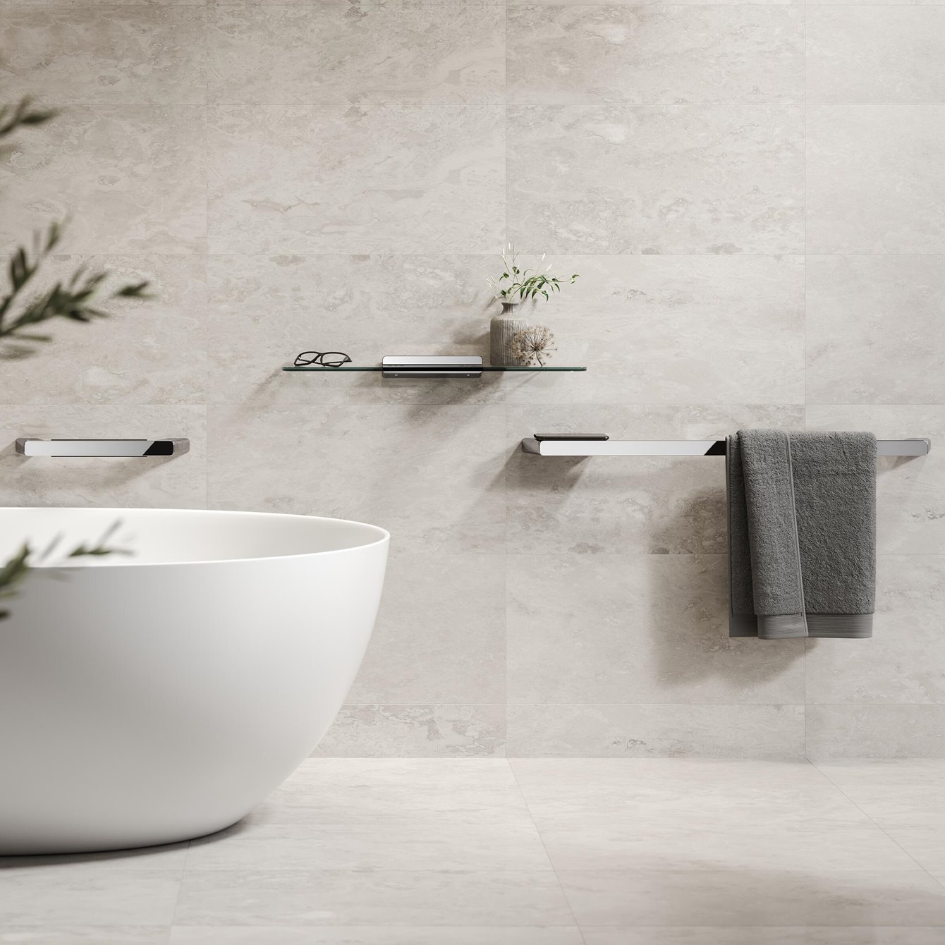 Geesa Shift wieszak na ręcznik 82,1 cm z półką chrom 919947-02-821