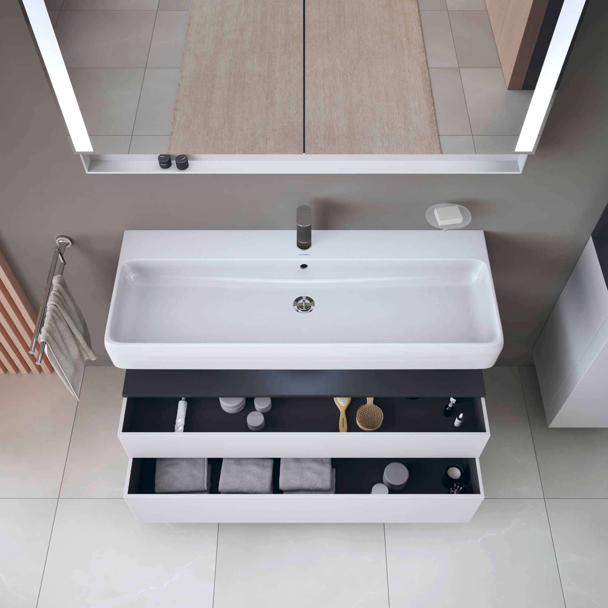 Duravit Qatego szafka 120 cm podumywalkowa wisząca biały mat/grafit QA4396049180010