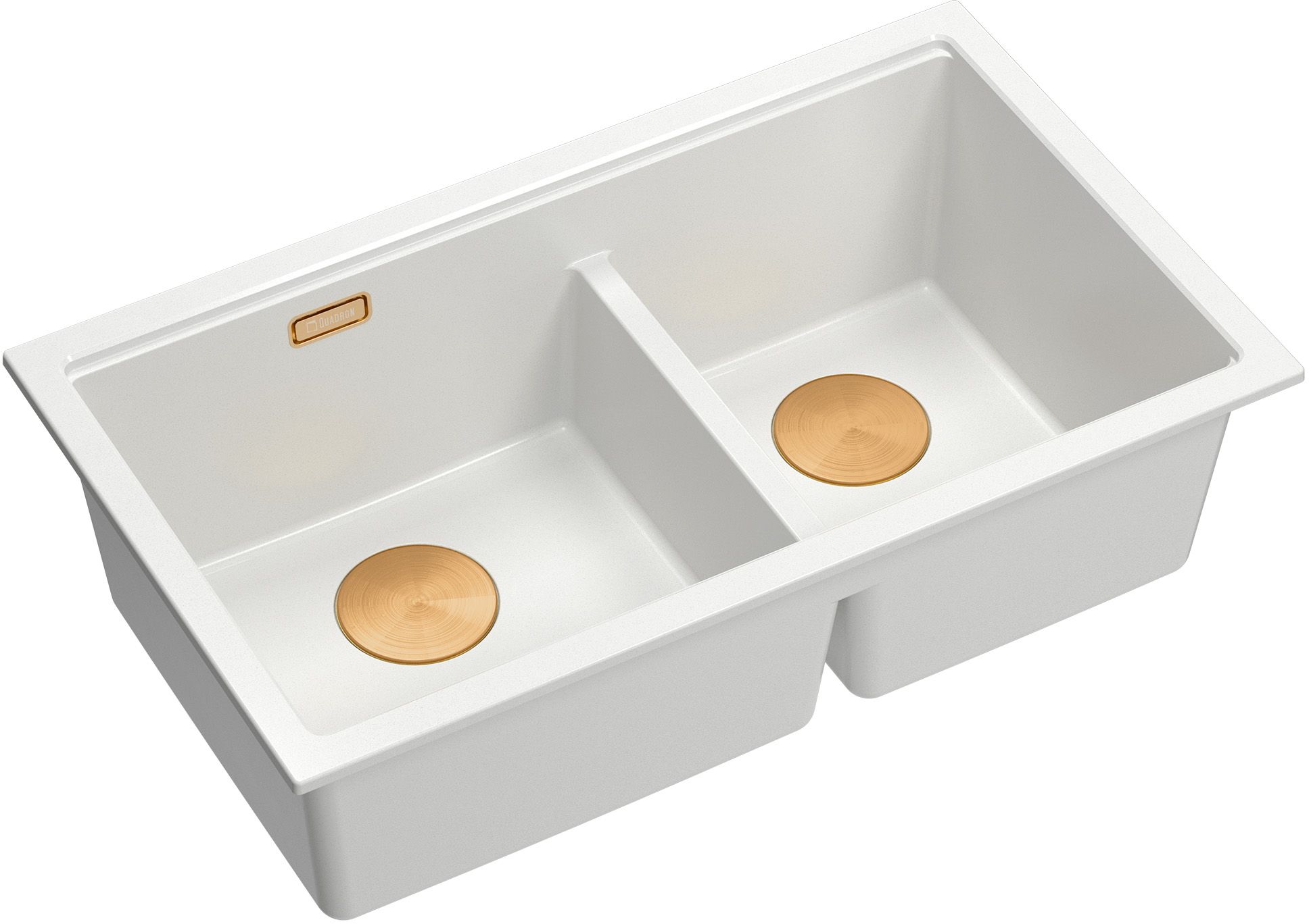 Quadron Logan 120 zlewozmywak GraniteQ 76x45 cm snow white/elementy miedziane HQL7645U1_PVDC1_U