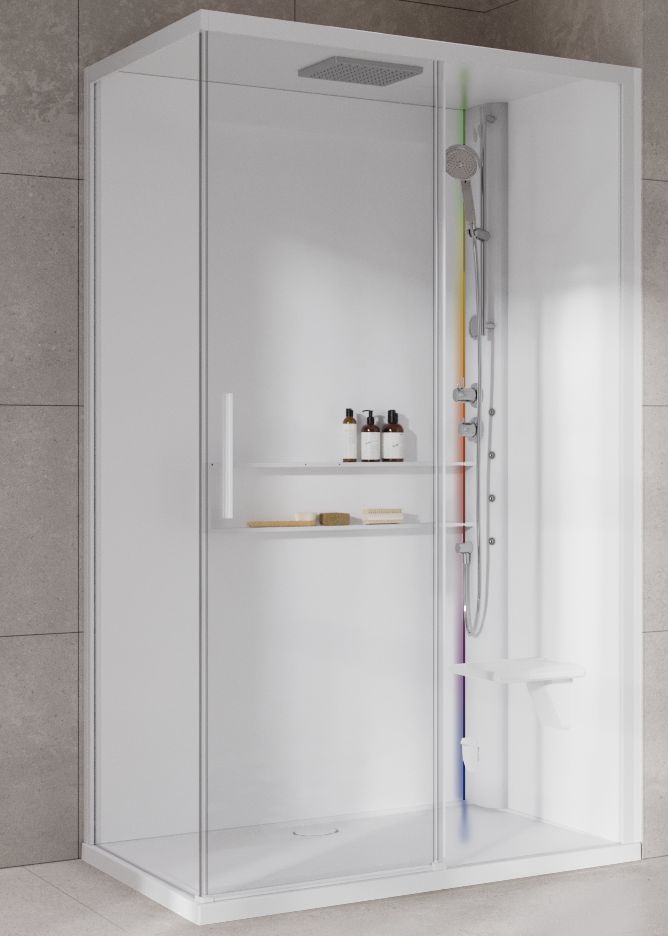 Novellini Glax 2 2.0 2P kabina z hydromasażem 120x90 cm parowa z brodzikiem prawa total biała G222P290DT5-1UU