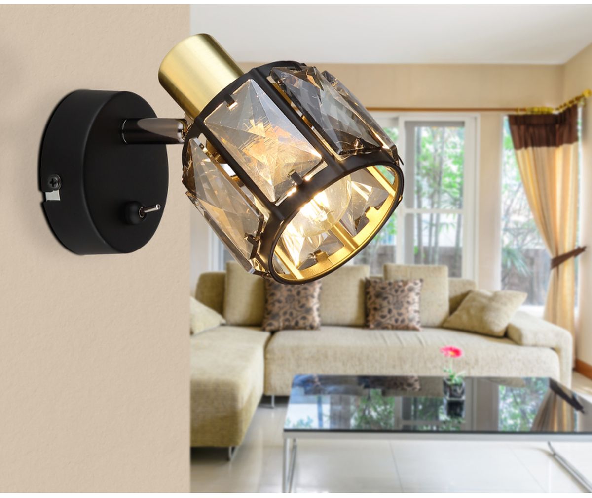 Globo Lighting Indiana kinkiet 1x40W czarny mat/złoty/przydymiony 54357-1B